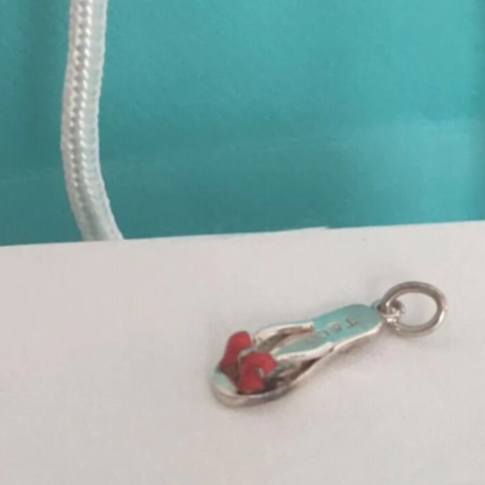 Tiffany &Co Enamel Beach Sandal Flip Flop Shoe Charm Pendant 4 Necklace Bracelet